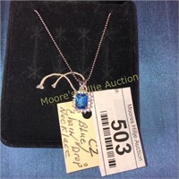 CZ and Blue Stone Necklace