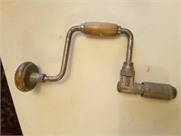 Vintage Hand Drill, Wood Handles