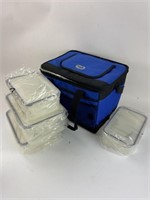 Lock & Lock Blue Cooler w/Five Food Storage Cubes