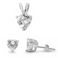 Heart 2.25ct White Sapphire Jewelry Set