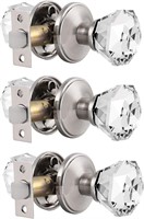 Probrico Faceted Crystal Door Knobs  3 Pack