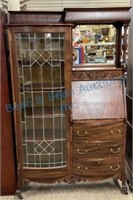 Mahogany secretary clawfoot leaded Glass