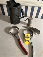 Vintage Oil Can, Spout & Oil Filter Wrench