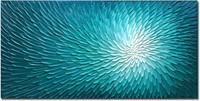 AMEI Art  24X48Inch Hand Painted Abstract Teal Blu