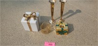 Candle Holders, Lefton Glass Present Box