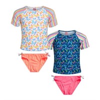 4  Sz 4 Real Love Girls' Rash Guard Set - 2 Pack T