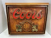 COORS BEER ADVERTISING WALL MOUNT, 15 X 19