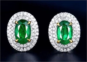 1.3ct natural emerald earrings in 18K gold