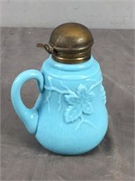 Vintage Blue Milk Glass Creamer / Syrup