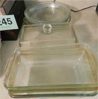 Clear glass bakeware: 3 loaf dishes - 9 x 5 x 3