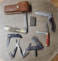 (4) Knives & Leatherman & Lighter + Multi-Tool