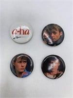 A HA BAND BUTTON PIN LOT OF 4