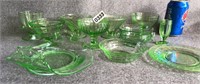 Uranium Glass Sherbet Bowl Plate Lot