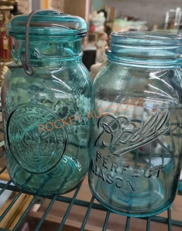 Blue Mason jars