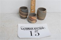 (3) Niloak Pottery Mission Swirl Mini Cups