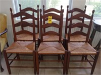 6 Cane Bottom Ladder Back Chairs