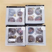 4 Boxes of Decorated Glass Ornaments