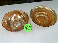 (2) Carnival Marigold 7 & 7 1/2 Inch Bowls