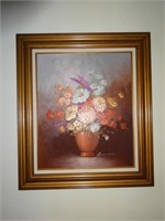 Framed Oil Canvas Floral Painting by Robert Cox