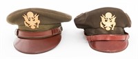 WWII US ARMY OFFICER CRUSHER & VISOR CAPS