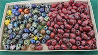 Lot of glass beads reds blues greens