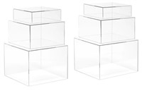 2 Sets of 3 Crystal Clear Acrylic Cube Display