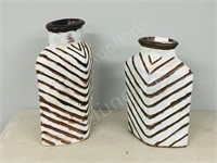 2 lrg ceramic vases- 19" & 22" tall