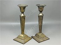 pair brass candle sticks 10" tall