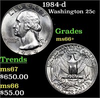 1984-d Washington Quarter 25c Grades GEM++ Unc