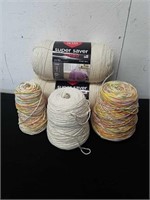 Skeins and spools of yarn