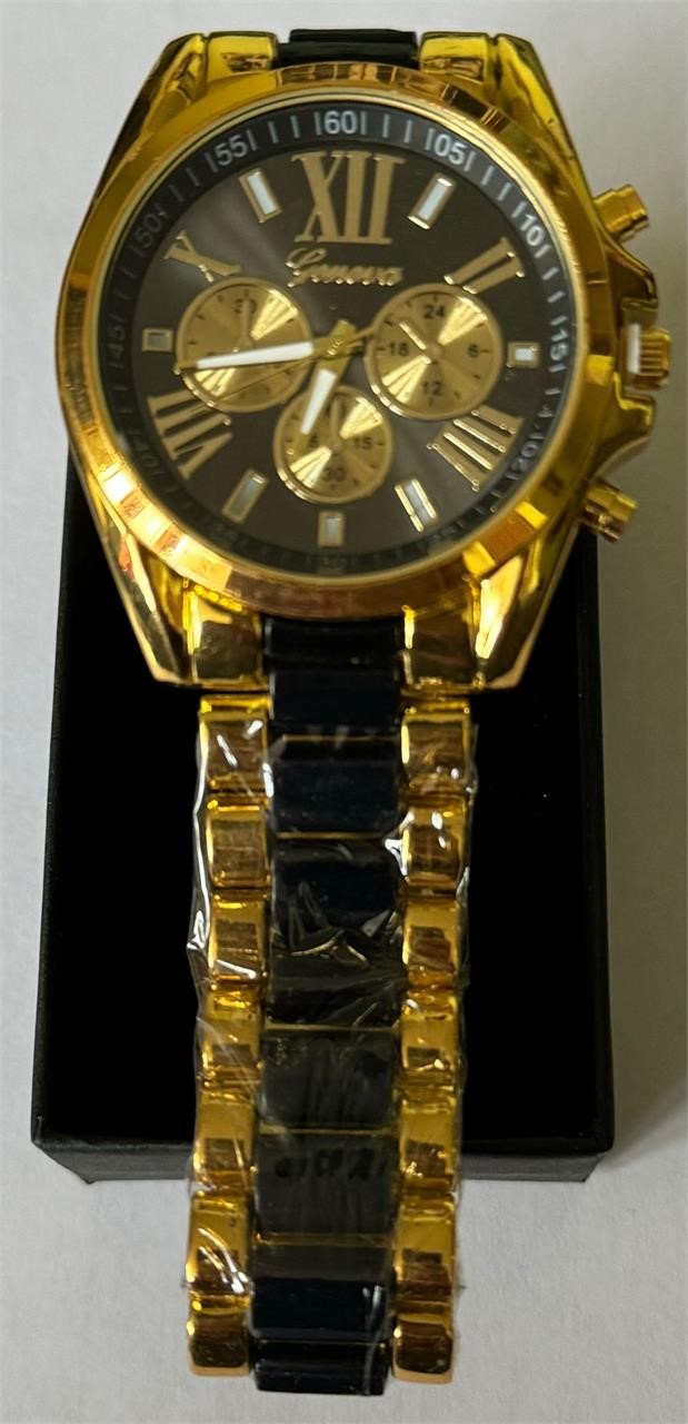 Geneva Gold Black Watch