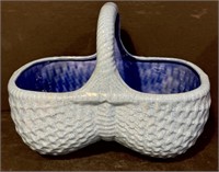 Ceramic Blue Basket Planter