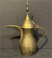 Antique Middle East Brass Dallah Coffee  Pot