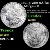 1891-p vam 9A R6 Morgan $1 Grades Select Unc