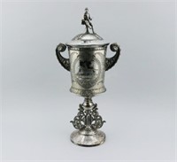 Victorian Silver Plate Horse Jockey Cup Lid
