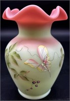 Fenton Hp Lotus Mist Ruffle Vase 717/2950