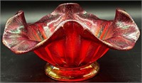 Fenton Ruby Carnival Stretch Bowl Uv Reactive