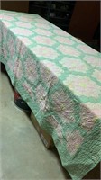 Vintage pink & green quilt - shows wear & some