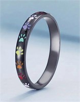 Black band with Multi colored Puppy Paws 10