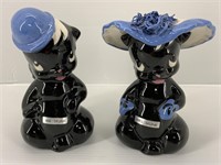 VTG Ceramic Mr&Mrs Skunk Vases by deLee Art
