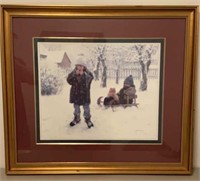 Robert Duncan Signed Winter Blanket 32x29 frame