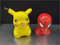 Character Piggy Banks- Pikachu & Spiderman