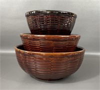 Three Heirloom Pottery Mixing Bowls
