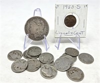 15 Buffalo Nickels (Most N.D.); 1885 $1 AG; ’53-S