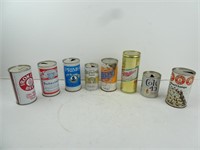 Lot of 8 Vintage Aluminum Beer Cans - Various