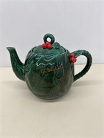 Vintage Lefton 1971/72 Christmas Green Leaf Teapot