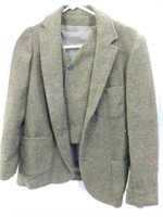 Old Herringbone tweed wool jacket and vest for