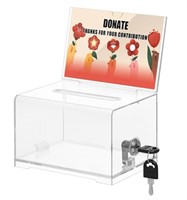 Clear acrylic Donation Box with Lock