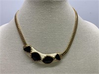 Black Onyx & Ivory Gold Filled Necklace Beautiful