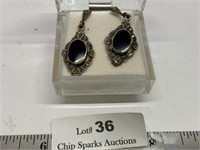 Sterling Silver Black Onyx Vintage Stud Earrings
